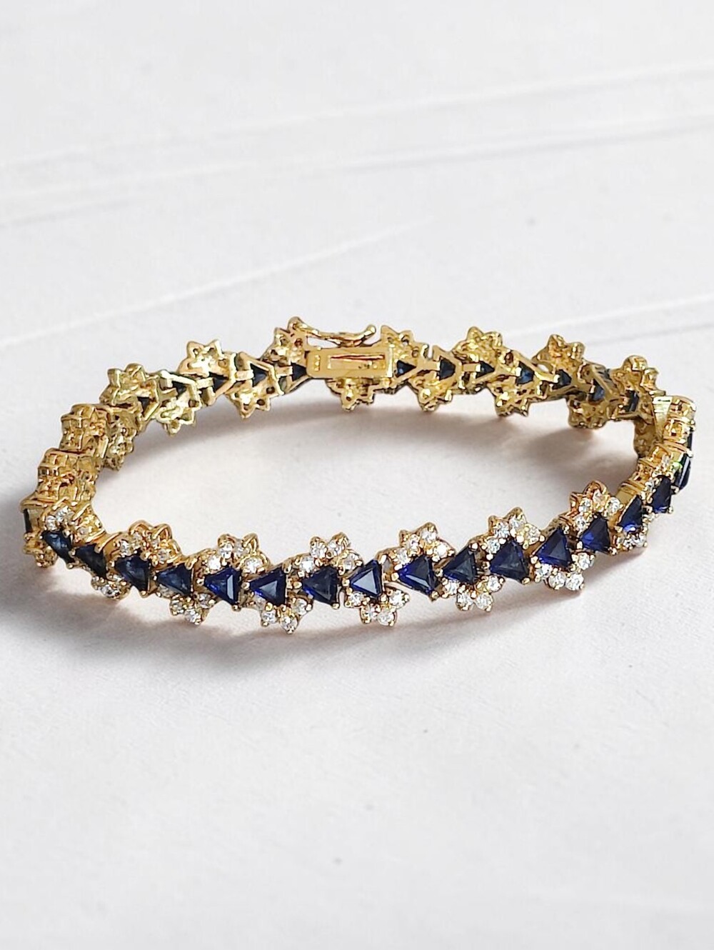 Vintage Sterling Silver Blue Sapphire Tennis Bracelet